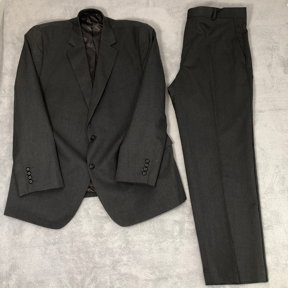 Stafford Suit Men 46R 38x30 Gray Two Button Blazer Trousers Professional Set